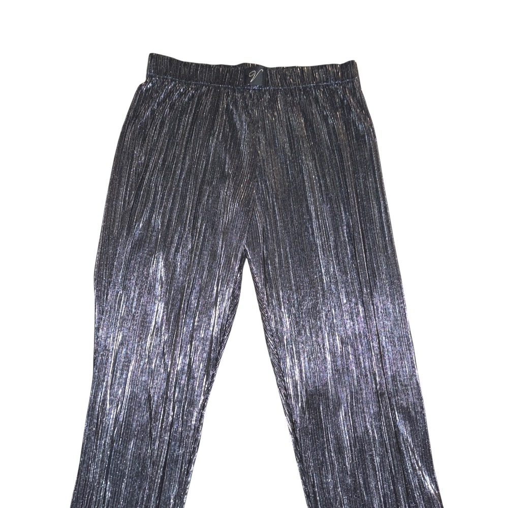 Victoria's Secret Black Hi Rise Plisse Metallic Joggers Slinky Shiney sz M NWOT - Picture 6 of 6